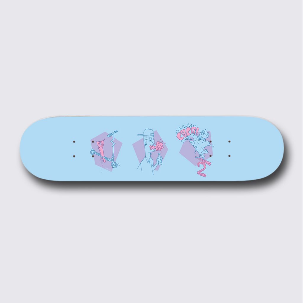 skateboard rébus : vue d’ensemble de l'illustration sur la planche de skate.