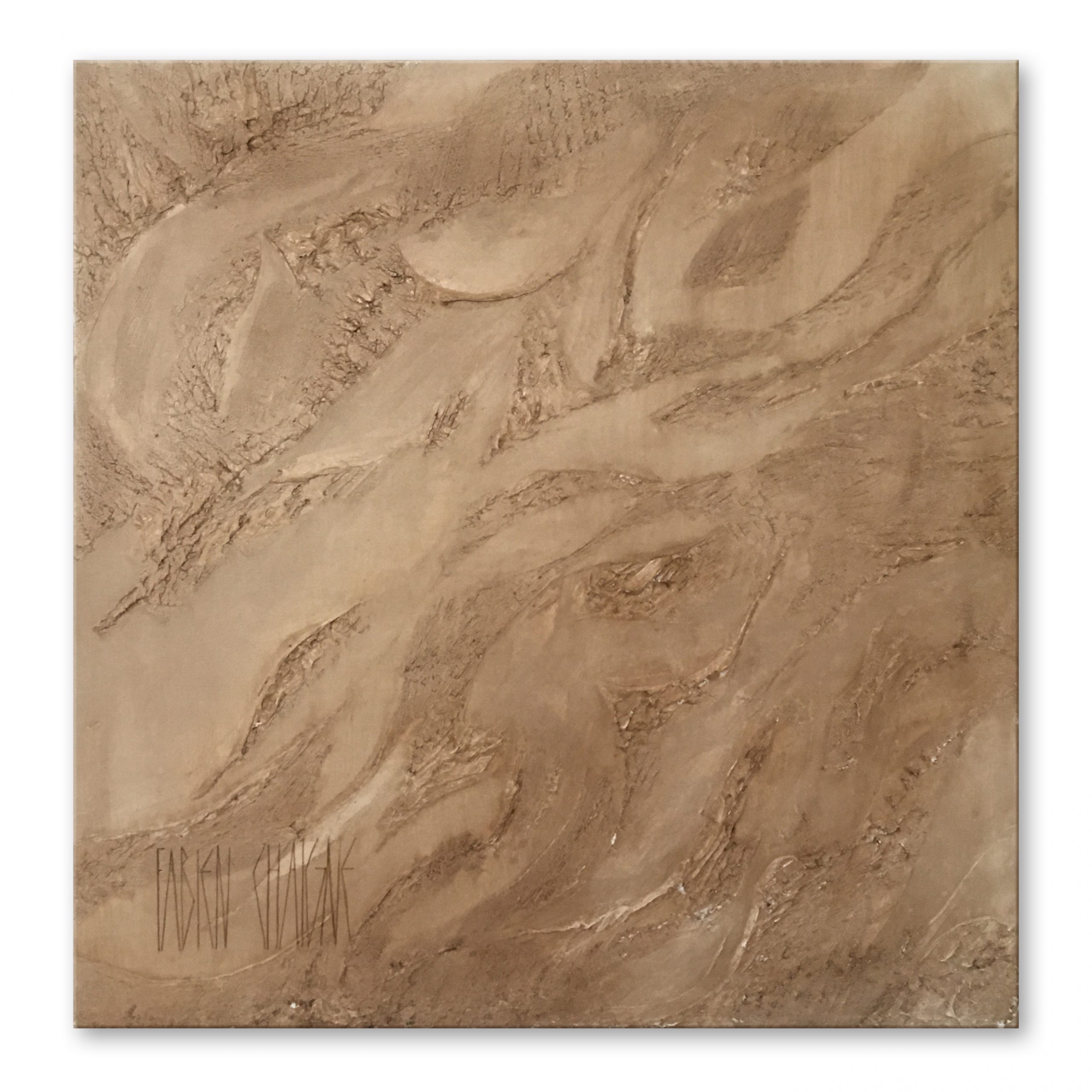 Huile sur toile 60 au carré. Abstraction s'inspirant des rides de sable.