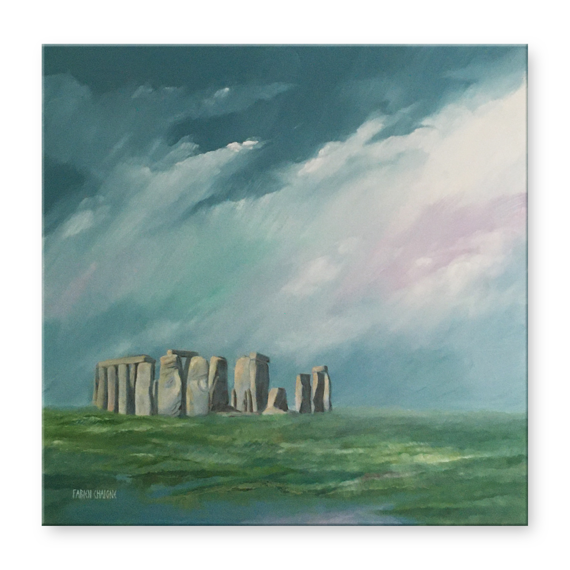 Huile sur toile 100 au carré du monument Stonehenge.