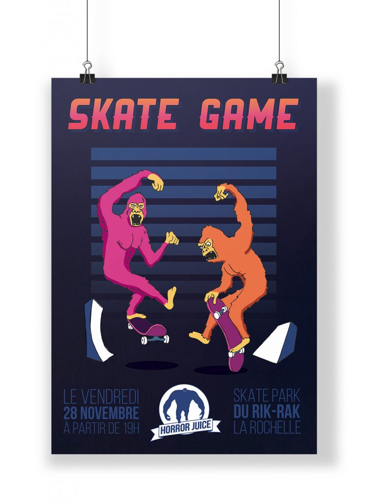 Affiche pour le Skate Game Contest organisé par la marque Horror Juice