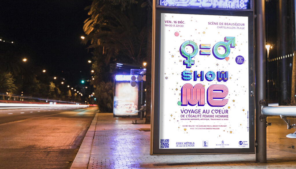 Affichage de l'affiche "Show Me" dans un abribus