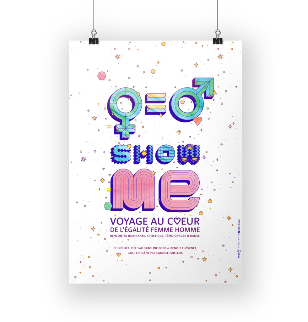 Mockup de l'affiche sur l'égalité femmes-hommes pour la soirée "Show Me".